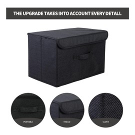 SAMORADREA 8 Pack Large Collapsible Storage Bins Container Fabric Boxs Bulk with Lids Storage Baskets for Shelves Drawers, Desktop, Closet, Office, Bedroom, Home, Garage (Black)