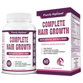 Premium Hair Growth for Women & Men - Hair Growth Vitamins w/Biotin & Keratin - Supports Thicker Healthier Hair Growth - Supplement for All Hair Types, 60 Capsules (60, Unflavored)