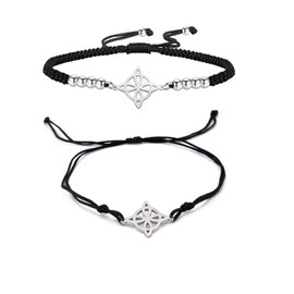 UNIFT Bracelet For Women Celtic Witch's Knot Magic Layered Bracelet Stainless Steel Charm Mystic Double Rope Bracelets Celtic Jewelry, One Size, Stainless Steel, No Gemstone