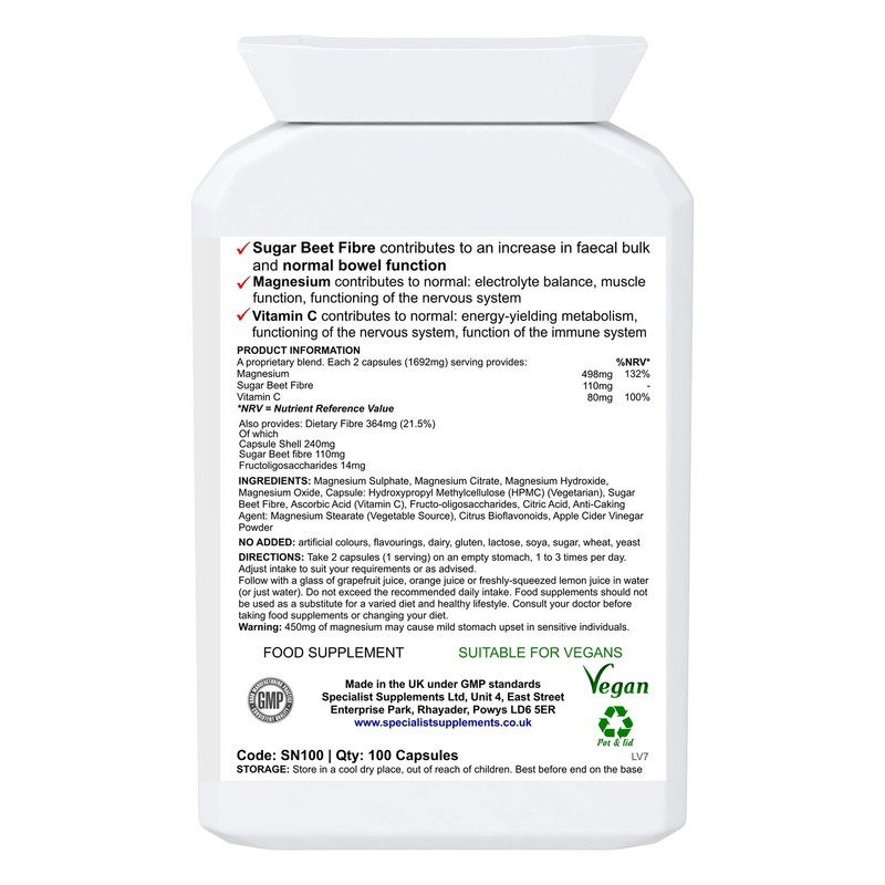 Specialist Supplements Oxy-Klenz Healthy Bowel Function 100 Capsules (Pack of