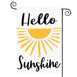 DMERBYL Hello Sunshine Summer Garden Flag 12x18 Inch Vertical Double Sided Outside Burlap Small Seasonal Yard Decoration