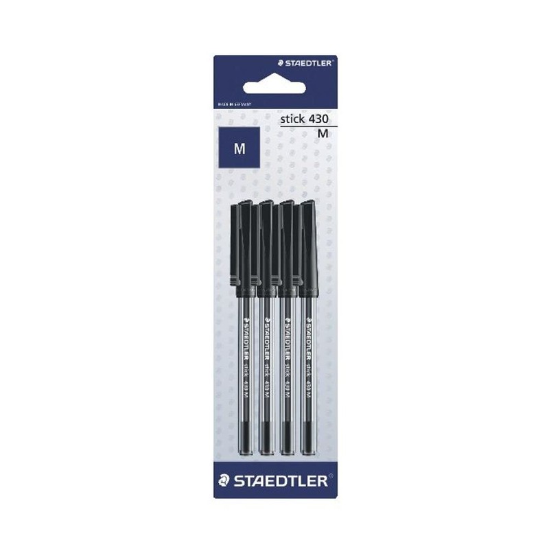 Staedtler Stick 430M Ballpoint Pen Black Pack of 4