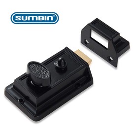 SUMBIN Night Latch Deadbolt Rim Lock,Antique Locks with Keys for Front Door in Black Finish
