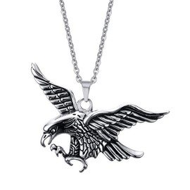 Caimeytie Men's Rock Necklace with Eagle Pendant Stainless Steel Valentine's Gifts, Stainless Steel, No Gemstone