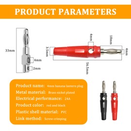 OMJMYY Banana Plug, Pack of 20 Banana Plugs 4 mm, Banana Plug Speaker, Nickel-Plated Screwable, Banana Plug 20 A Banana Connector High End for Speaker Cable, AV Receiver, HiFi Receiver