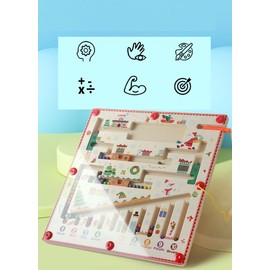 Gobus Santa Christmas Snowman Beads Maze Pen Driving Maze Puzzle Maths Colour Early Learning Educational Hand-eye Cooperation Board Game Interactive Maze Toys for Children