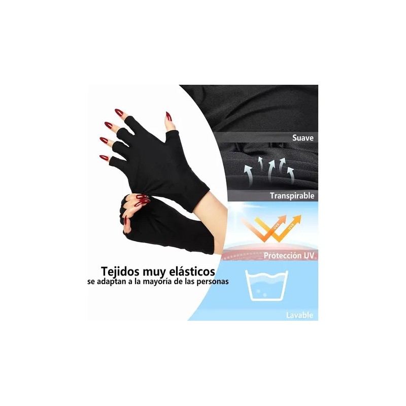Guantes Para Manicure Protección Contra Uv (1 Par) Negro