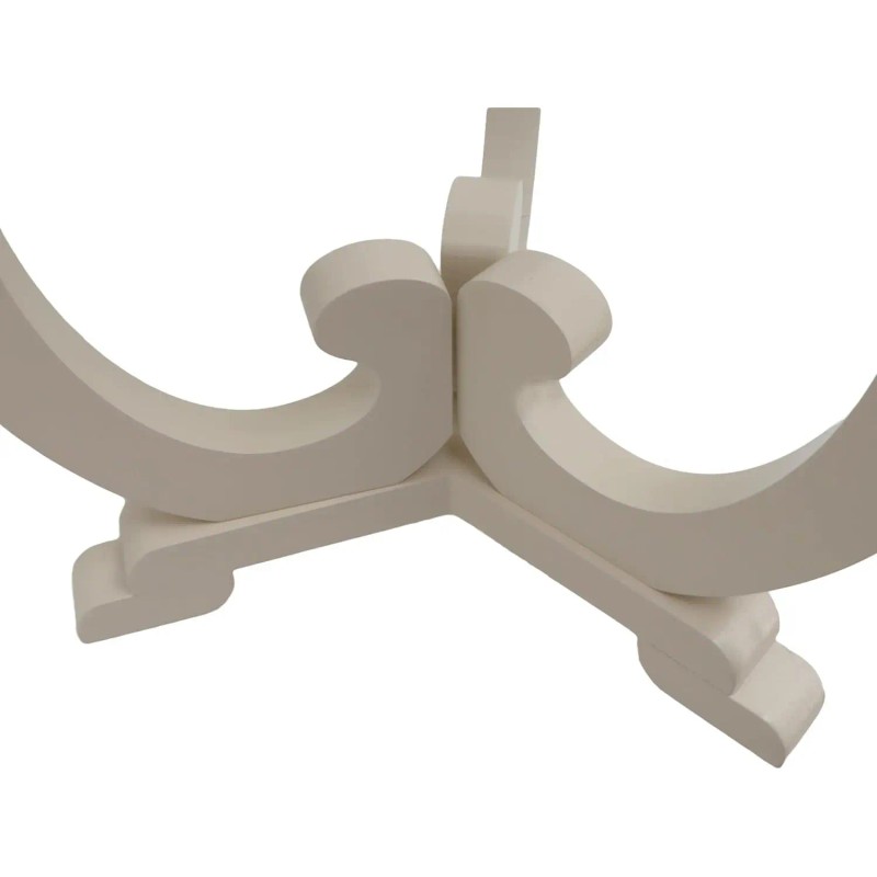 PARISLOFT French Country End Table Cream White Scalloped Edge Tray