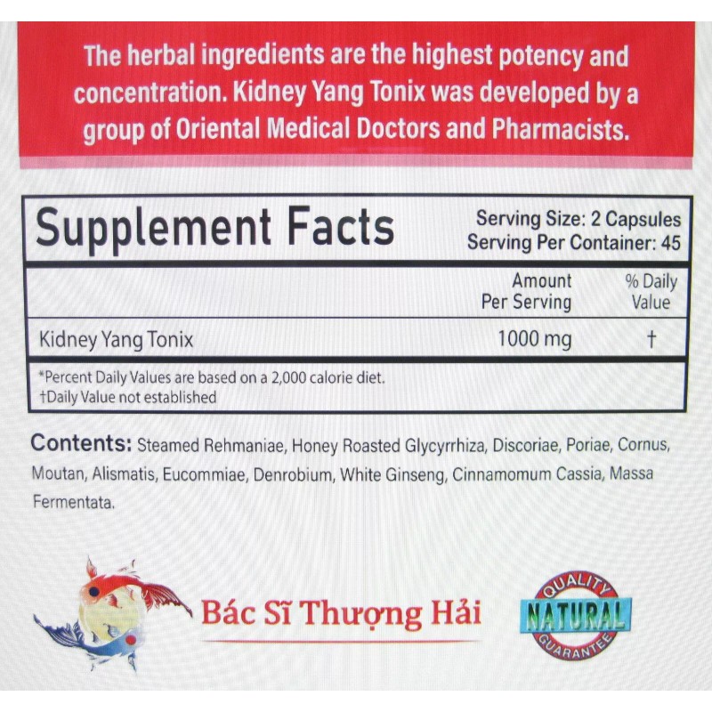 BS THUONG HAI KIDNEY YANG TONIX - BỔ THẬN DƯƠNG