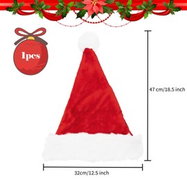 AUXHCYL Christmas Hat, Plush Santa Hat Adult with Soft Liner, Red Santa Hat, Santa Hat for Men and Women, Perfect for Christmas Parties
