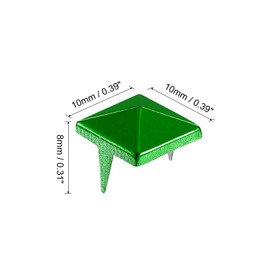 uxcell 80 Pcs Pyramid Rivets for Clothing, 10mm 2-Jaw Square Rivets, Green Metal Pyramid Studs Handicraft, Punk Rock Nailhead Spots for Clothing Bag Leather Shoes