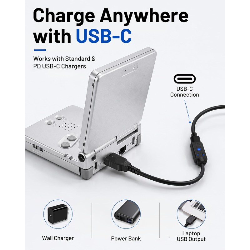 Game Boy Advance SP Charger Adapter, USB-C Converter for GBA