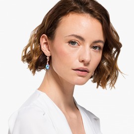 EleQueen Austrian Crystal Teardrop Leverback Dangle Earrings for Women Fashion Blue 14K Gold Plated Hypoallergenic Jewelry