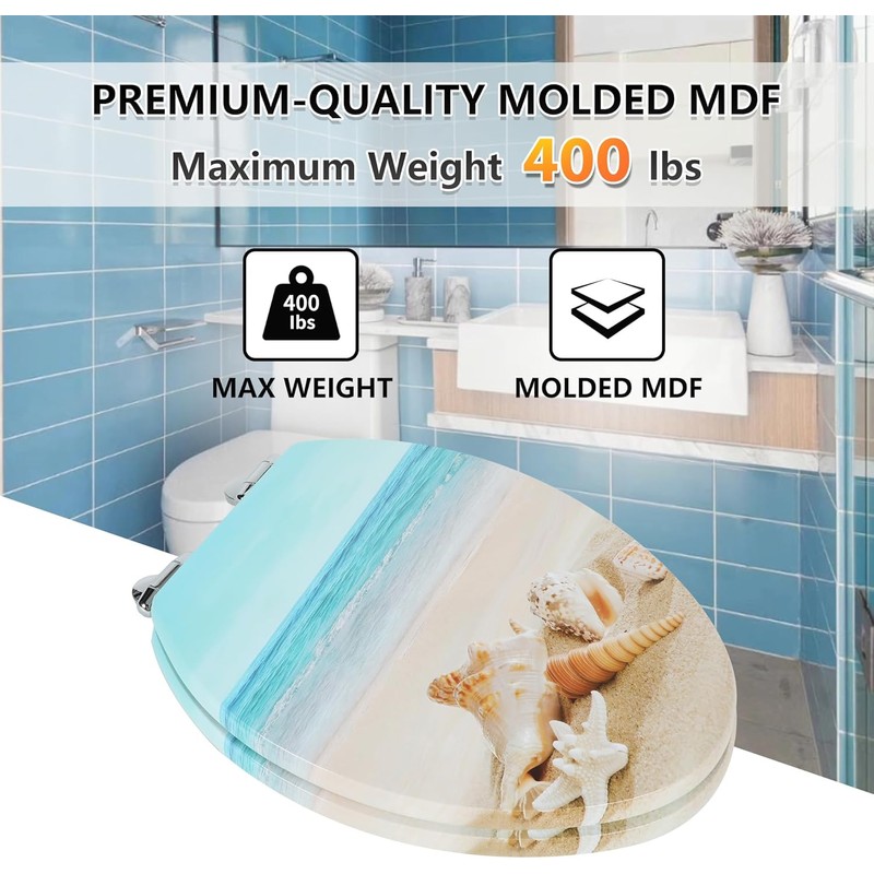 Angol Shiold Elongated Toilet Seat Molded Wood Toilet Seat with
