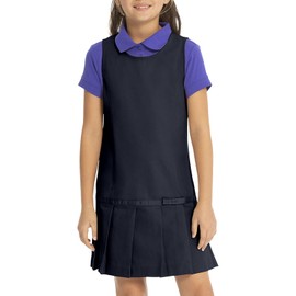 Classroom School Uniforms girls Pleated Bow Jumper Dress, Navy Blue, 5 US