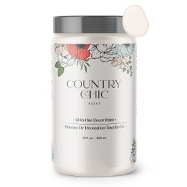 Country Chic All-in-One Chalk Paint for Furniture, Cabinets, Home Decor, Eco-Friendly, Matte Finish, Built-In Primer & Top Coat for Wood, Metal - Crinoline (Off White) - Quart 32 oz (950 ml)