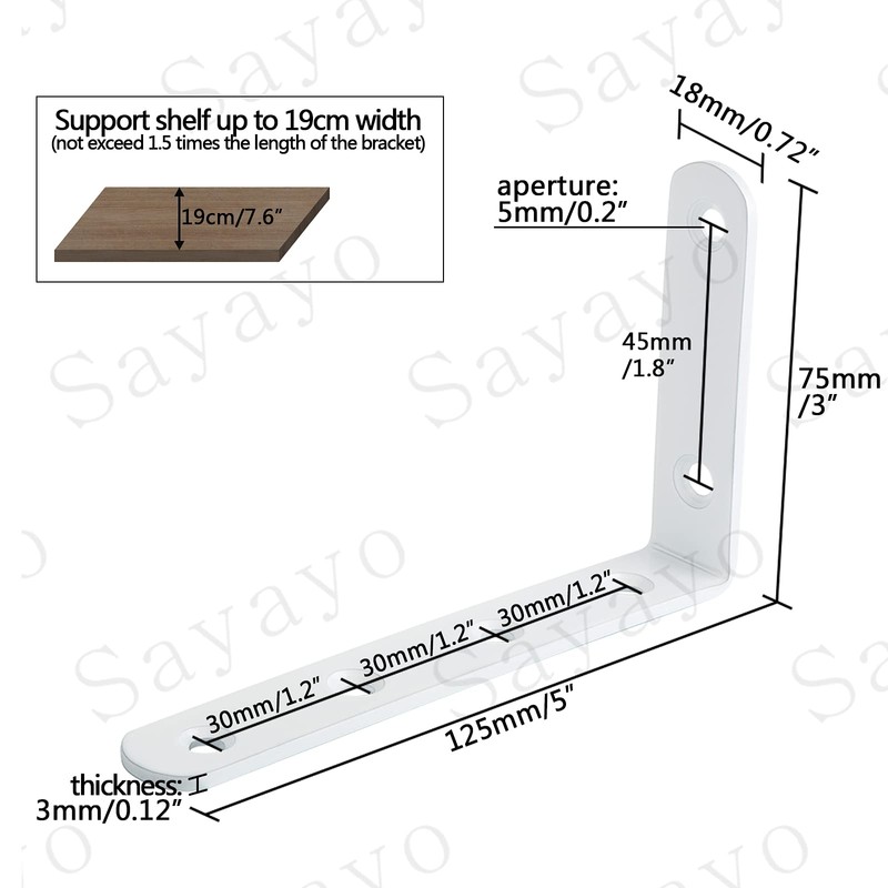 Sayayo Shelf Bracket Corner Brace Angle Bracket Shelf Support Wall