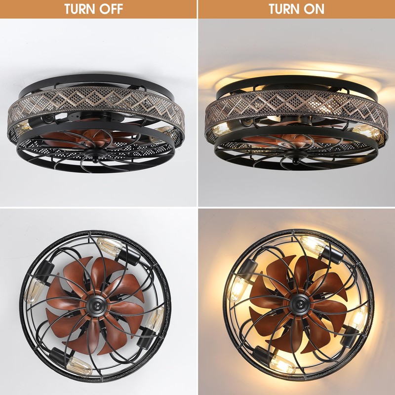 SHIHOT 18" Crystal Ceiling Fans with Lights and Remote, Modern