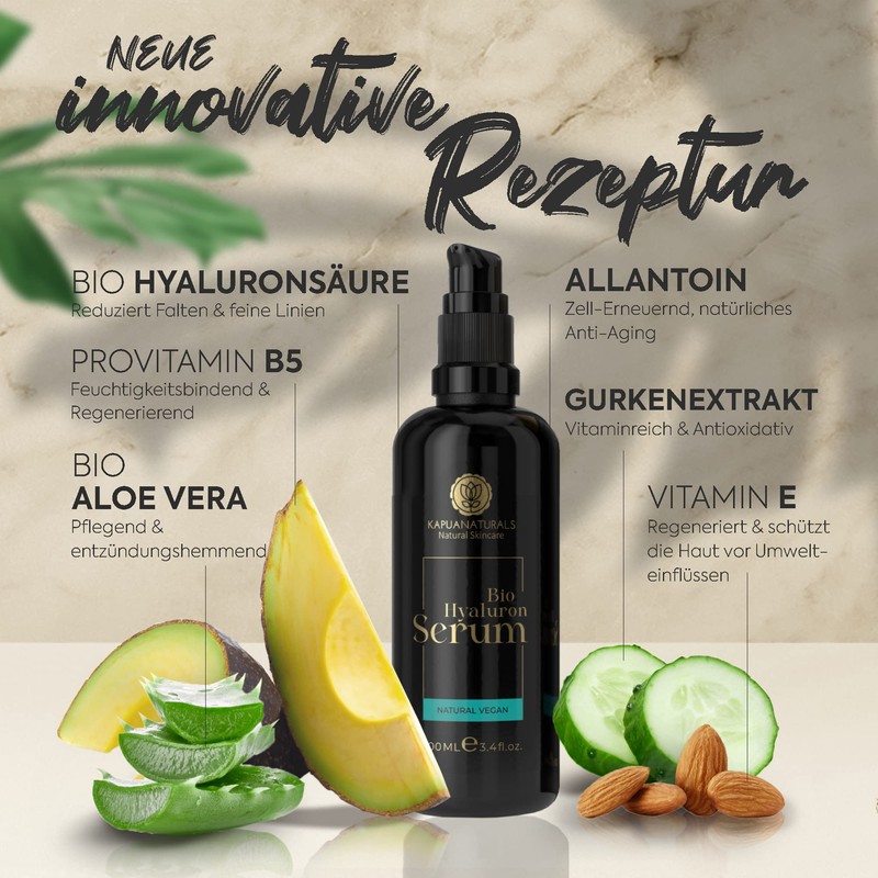 Organic Hyaluronic Acid Serum Highly Concentrated, Aloe Vera Instead of