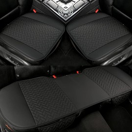 West Llama Full Set Car Seat Covers for Front and Rear Bottom Seats Only, Luxury PU Leather Car Seat Pads Protectors Waterproof and Wear-Resistant,Black
