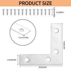 28 Stk Flachwinkel 90 Grad 60x60mm Flache Winkelverbinder, L Winkel Edelstahl Flachverbinder L-form Eckwinkel Edelstahl Metallwinkel 90 Grad Eckverbinder für Schrank Tisch Stuhl Brackets +Schrauben