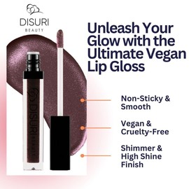 DISURI Beauty Shimmer Lip Gloss - Non-Sticky Girls Lip Gloss - Long Lasting Lip Gloss for High Shine - 0.7 FL Oz Lip Gloss for Girls & Women - Cruelty Free Lip Gloss - (Boss Babe: S18)