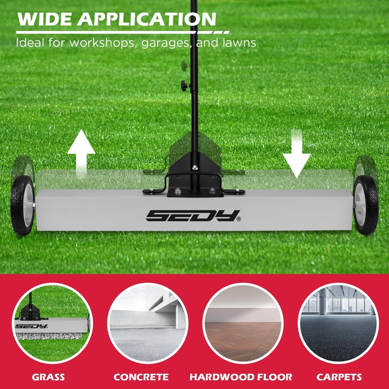 36-Inch Rolling Magnetic Sweeper | 40-Inch Telescoping Magnetic Pickup Tool