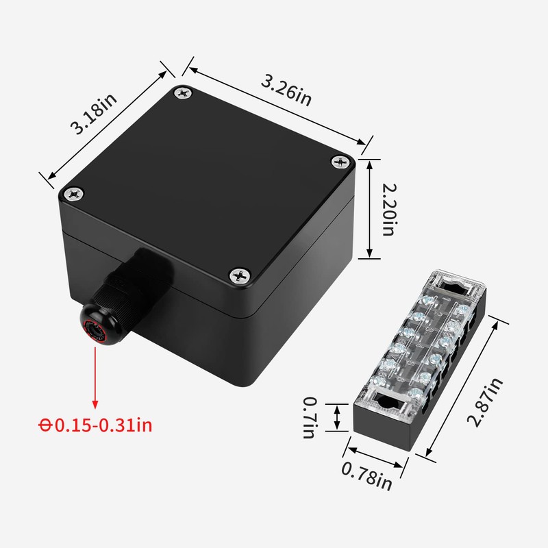 JINDOUZI ABS IP67 Waterproof Dustproof Electrical Junction Box, with 15A