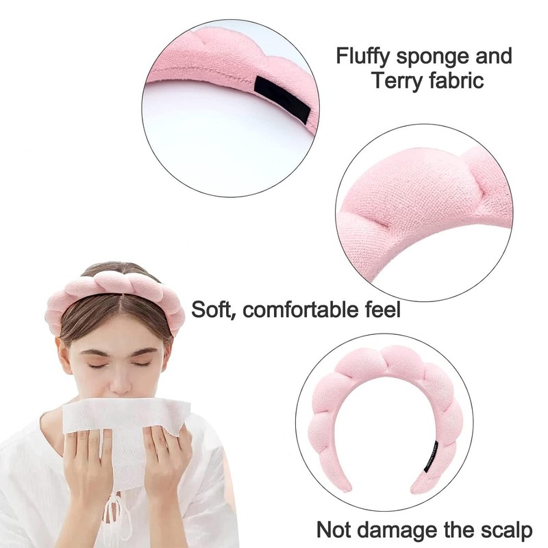 Hamosky Spa Headbands for Washing Face or Facial, Cute Sponge