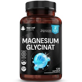 Magnesium Glycinate High Dose and Highly Effective 1040 mg - 120 Magnesium High Dose Capsules with 208 mg Elemental mg per Serving - Pure Active Ingredient - Made by New Leaf Products