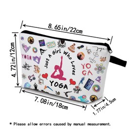 YULUENZE Yoga Presents Just Love Yoga Makeup Bag Yoga Organizer Bag Toiletry Pouch with Zipper Yoga Cosmetic Bag Present for Yoga Lovers Yoga Coach Women Friends