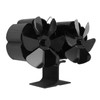 Double Heads Fireplace Fan 6 Blades Thermal Power Black Stove