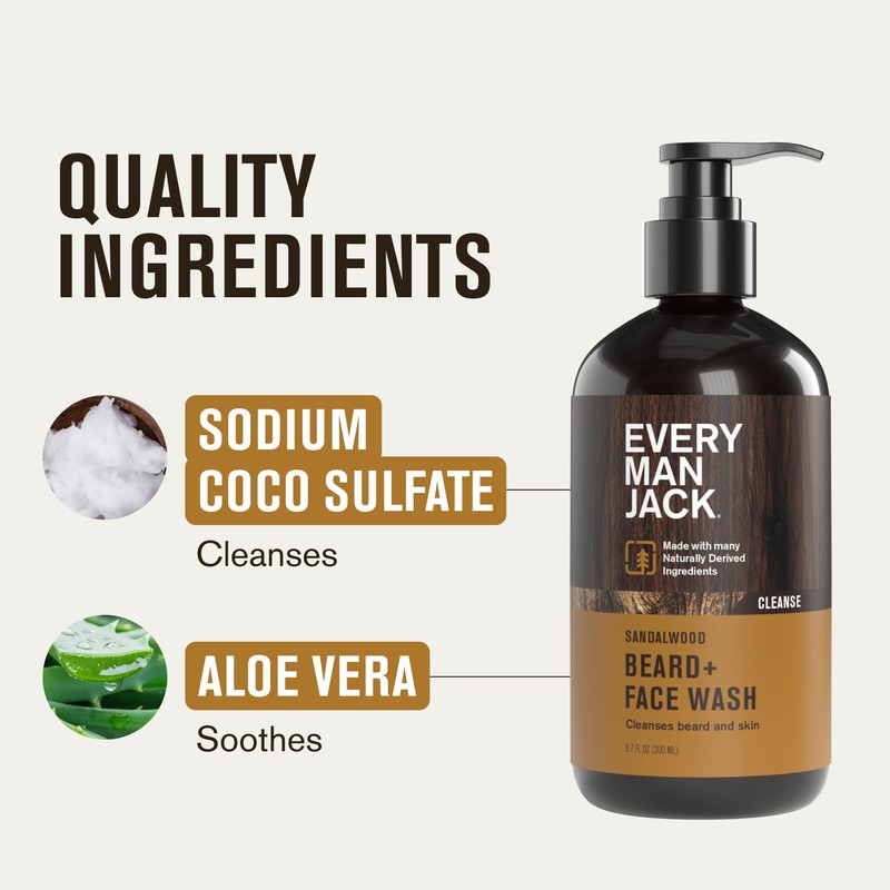 Every Man Jack Sandalwood Beard Wash - Cleanse, Soften, and
