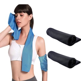 topolenashop 2 Pieces Microfiber Cooling Towel 30 x 85 cm Towel for Gym Yoga Fitness Cooling Neck Absorbent for Sports and Training (Dark Grey, 30 x 85 cm)