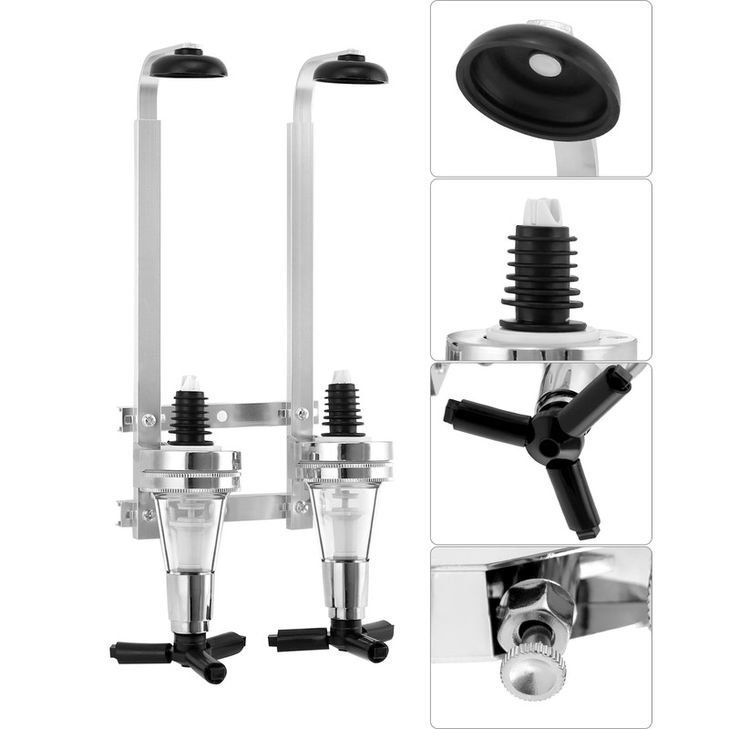 QWORK® Double Head Dispenser Wall Mounted Bottle Holder Aluminum Alloy