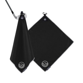 Stripebird - Magnetic Golf Towel (Black) - Microfiber Golf Towel with Built-in Ultra-Strong Neodymium Magnetic Towel - 18" x 18" Golf Bag Towel
