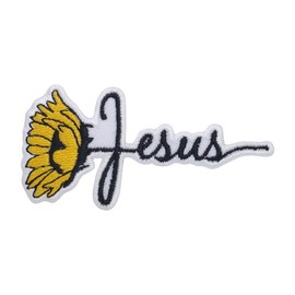 pipomama Jesus Iron On Patch Flower for Clothing Embroidered Applique Patch Badge Sew On Emblem DIY Craft Iron on Patches