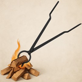 FEBTECH Log Grabber for Fire Pit - 30" Inch Steel Fire Tongs for Fire - Fire Pit Accessories for Outside - Wood Log Grabber Tool Heavy Duty Outdoor - Camping Accessories - Campfire Tongs