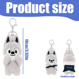 EIROVYA 10 cm Skzoo Keychain, Stray Kids Plush Key Ring Magnet Series ATE SKZoo Plush, Cute Key Ring Pendant for Fans (Wolfchan)