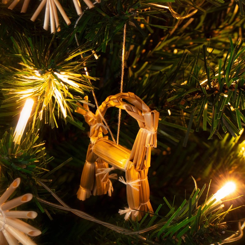 com-four® Christmas Tree Decoration - Straw Star Christmas Tree Decoration