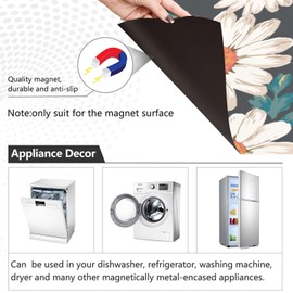 Dishwasher Magnet Cover Dishwasher Front Panel Covers Decorative Magnetic Appliance Cover Kitchen Decor Home Cabinet Decals Refrigerator Magnetic Sticker 23" W x 26" H Daisy White