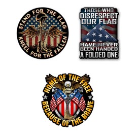Patriotic Decal Gift Pack - Includes 3 Unique 7" Decals - Battlefield Cross Stand for the Flag Kneel for the Fallen, Home of the Free Because of the Brave & Those Who Disrespect Our Flag Have Never