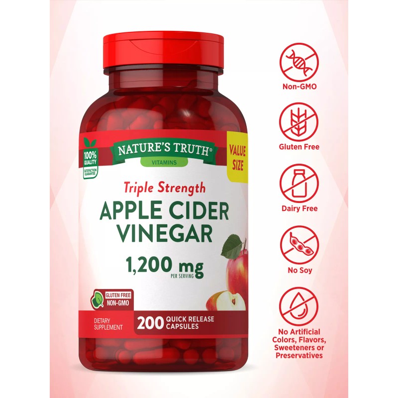 Nature's Truth Apple Cider Vinegar Capsules 1200mg | 200 Pills
