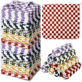Newwiee 40 Pcs Wash Cloth Bulk Cotton Bath Hand Face Washcloths Soft Quick Drying Towel for Women Bathroom Washing Body Viscose Fiber Multipurpose Fingertip Rags(Gingham,13 x 13 Inch)