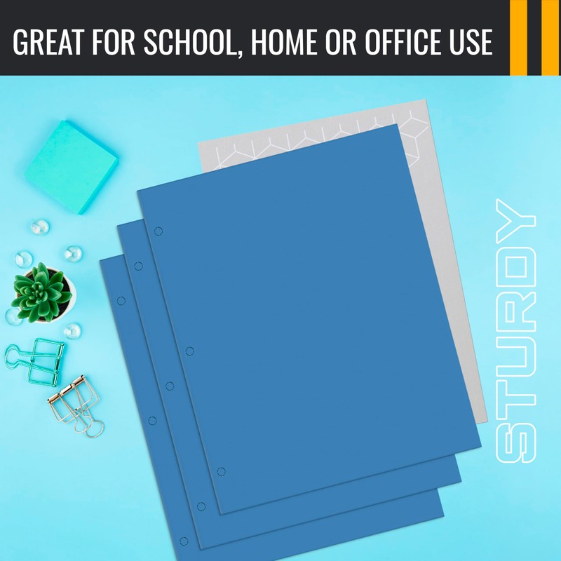 Better Office Products Two Pocket Portfolio Folders, 50-Pack, Light Blue,