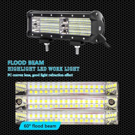 RIGIDON 9Inch 270W Light Bar, Triple Row LED Light Bar Flood Waterproof Driving Boat Off Road LED Work Light 12V 24V for Tractor UTV Truck ATV