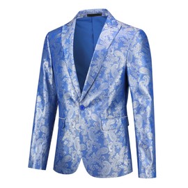 Cloudstyle - Traje de cachemira para hombre, ajuste delgado, con un solo botonadura, Azul, XX-Large
