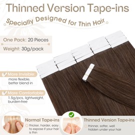 Elailite Tape Extensions – Invisible Tape Extensions Real Hair – Remy Real Human Hair – 20 Pieces 30 g Tape-In Extensions – Straight – #04 Medium Brown – 40 cm