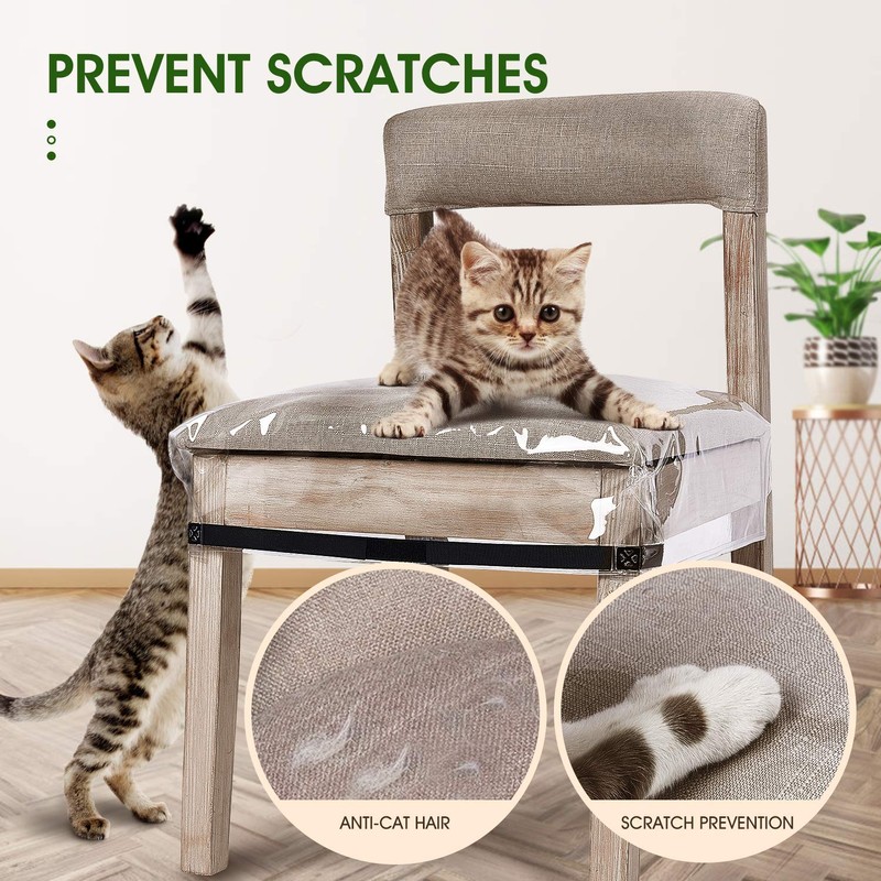 SIWUTIAO 2 Pack Clear Plastic Dining Chair Covers, Reusable Thickened