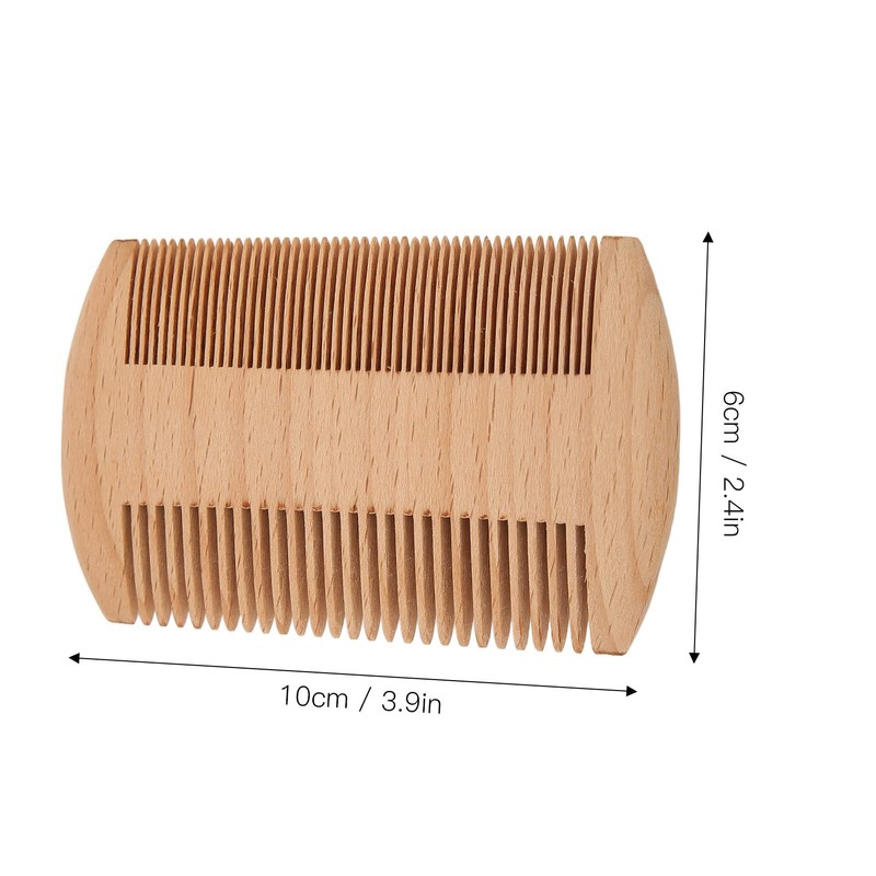 Lice Comb, Wooden Beard Comb, Professional Portable Double Sided Fine